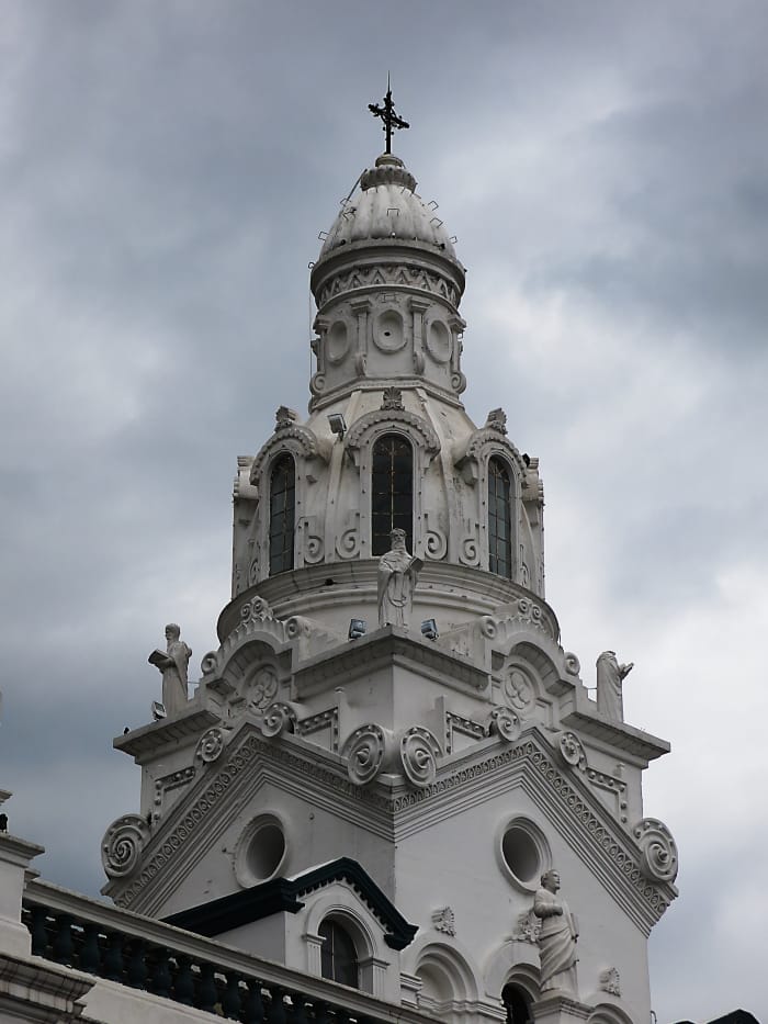 Church building spire with ornate details