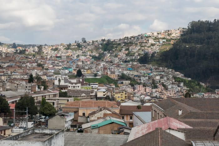 Quito city buildings on hillside