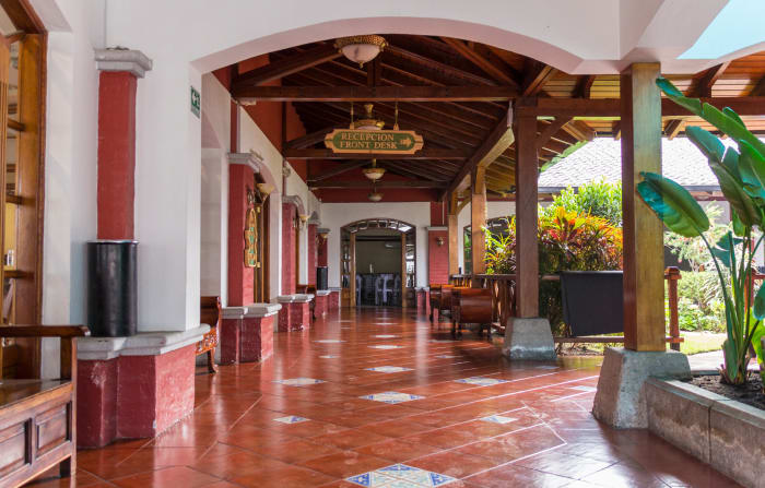 Hotel interior lobby with courtyard