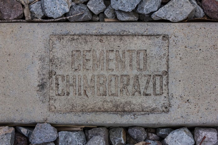 Concrete block with Chimborazo Cement stamp