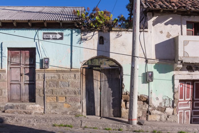 Exterior building walls with doors